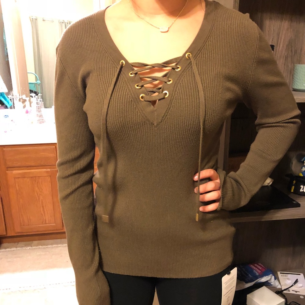 Michael Koras Army Green Sweater Shirt